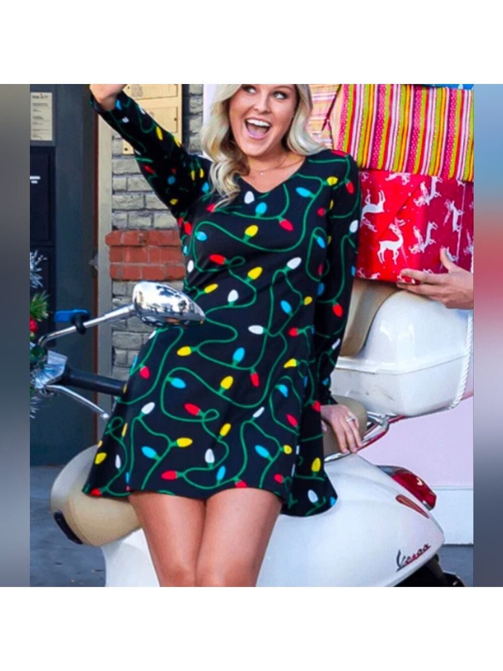 Tipsy Elves Long Sleeve Twinkle Light Dress Size Medium